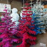 colored flocked trees